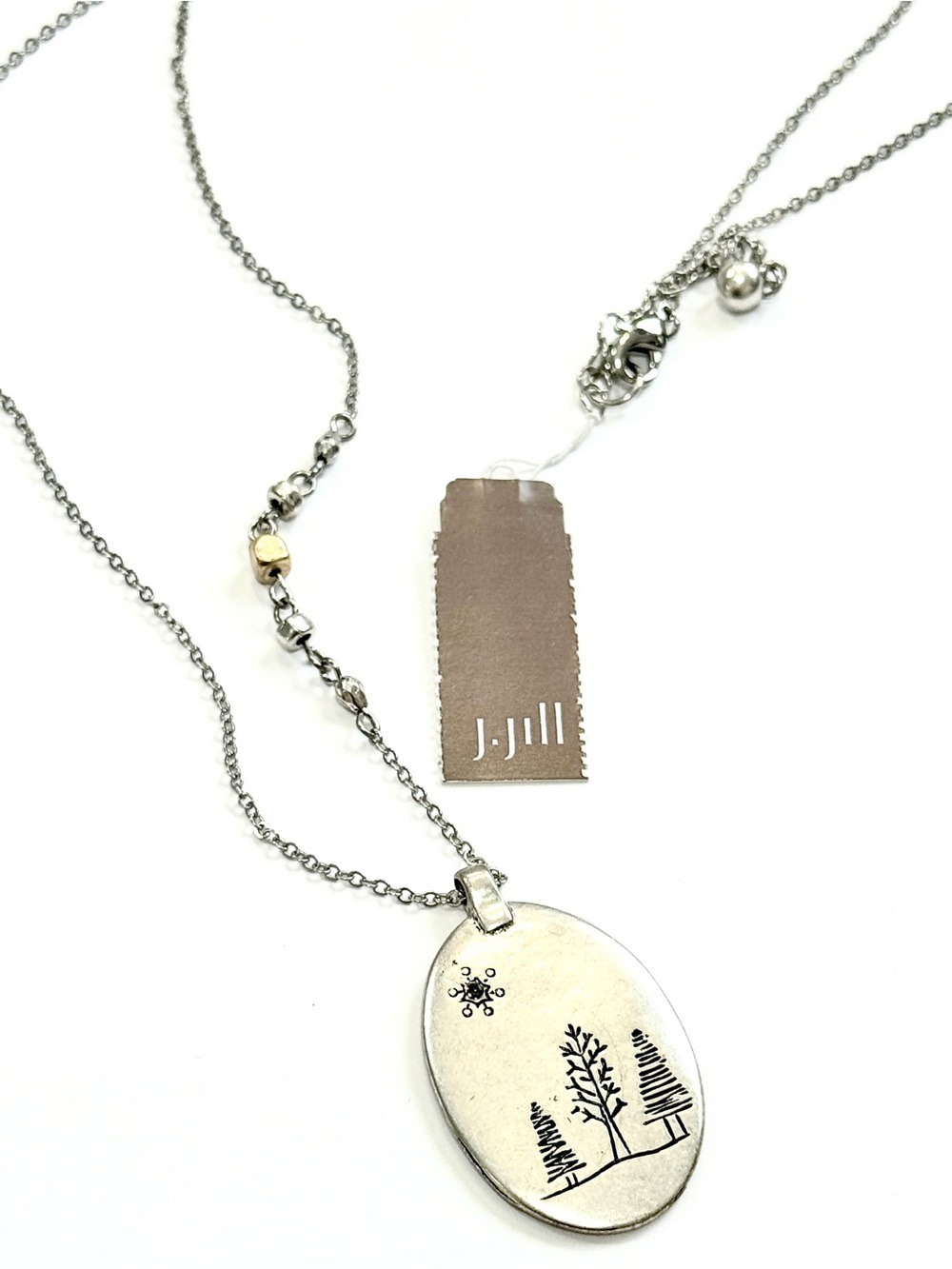 J.Jill Silver Tree Long Landscape Pendant Necklace Nature Inspired | NWT